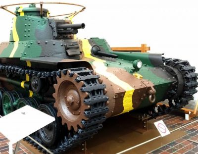 遊就館の大展示室に展示されている、九七式中戦車