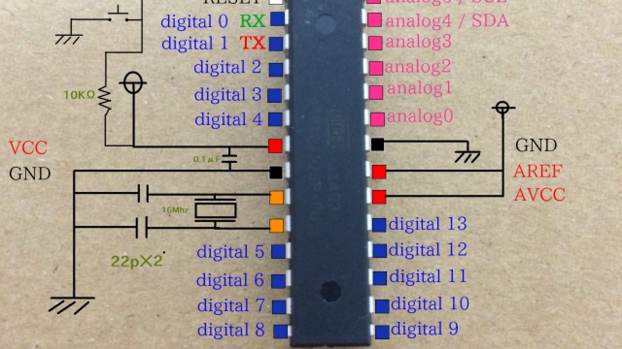 Atmega328 схема включения