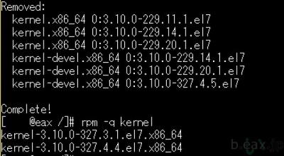 CentOS7で/boot領域を空けるため古いカーネルを削除した所
