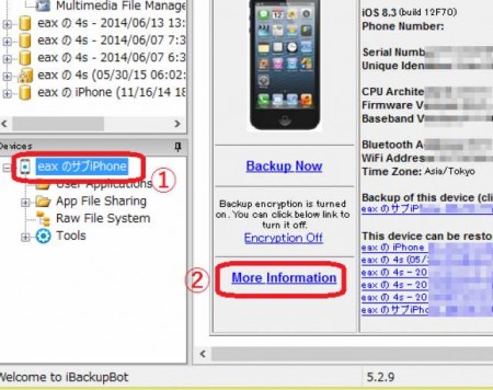 iBackupbot for iTunesでバッテリーサイクル数などを調べる方法１