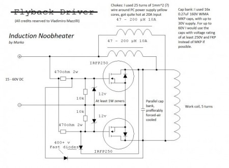 500W Royer induction heaterの回路図