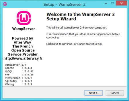 WampServer ２ Setup　Wizerd　